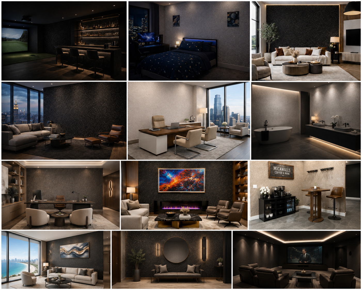 Showcase of MicaWall installations in luxury interiors